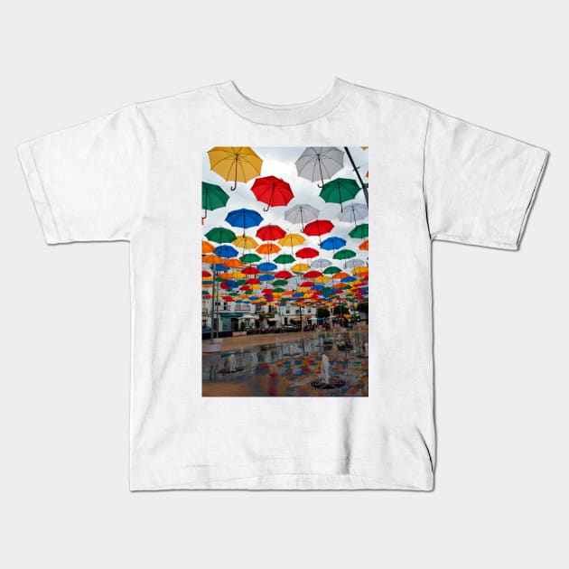 Colourful Umbrellas Torrox Costa Del Sol Spain Kids T-Shirt by Andy Evans Photos